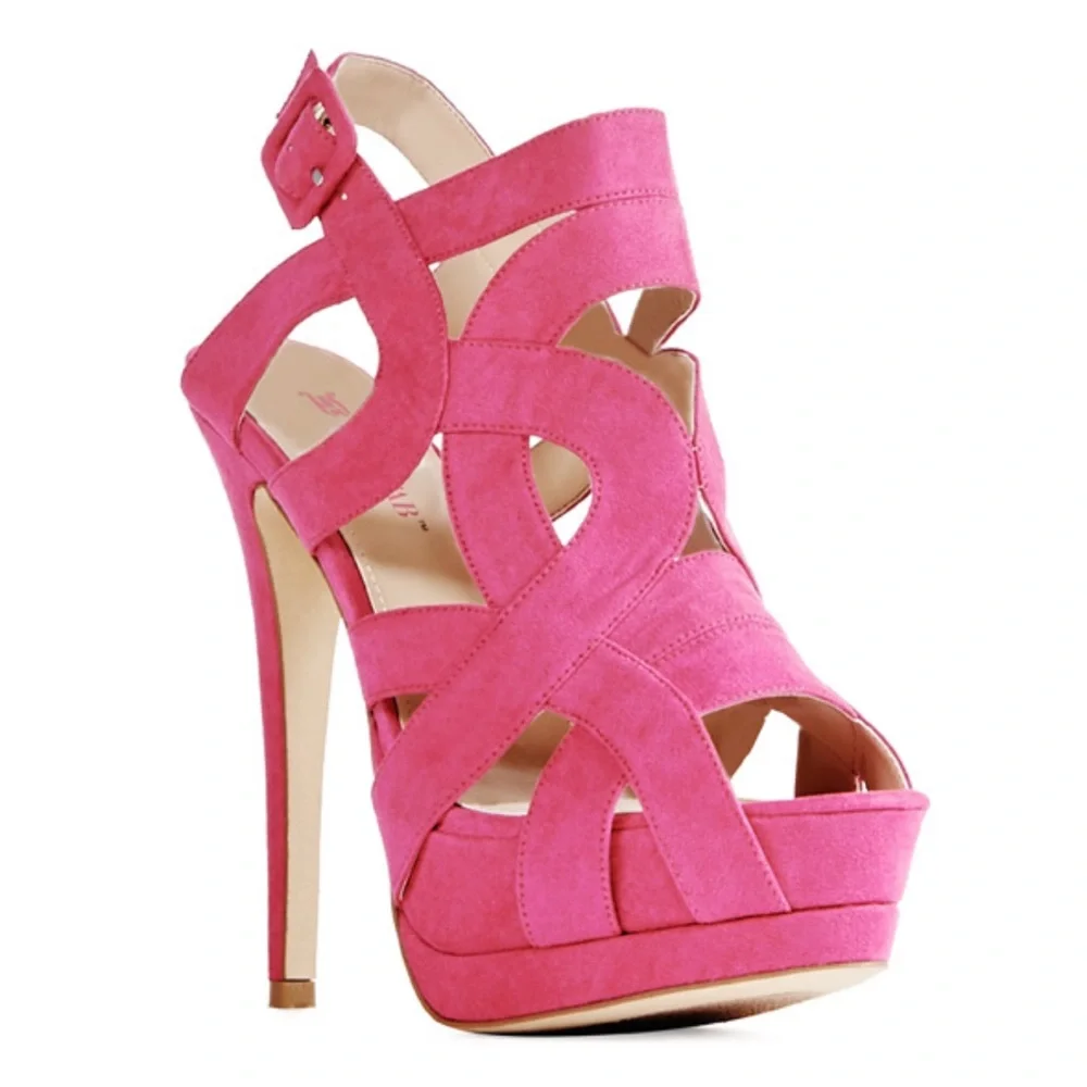 Just FAB Kena Hot Pink Polyurethane Stiletto Platform High Heels US 7.5 EU 38